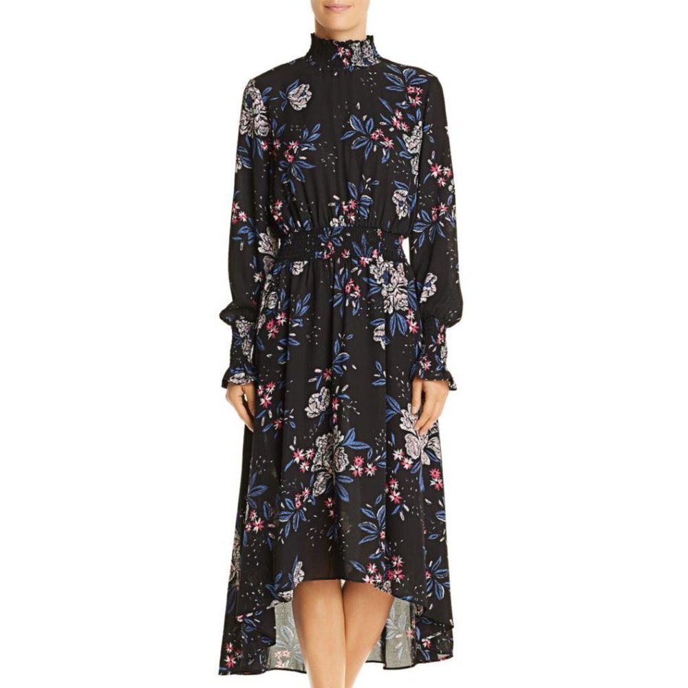 Nanette Lepore Black Floral High-Low Dress